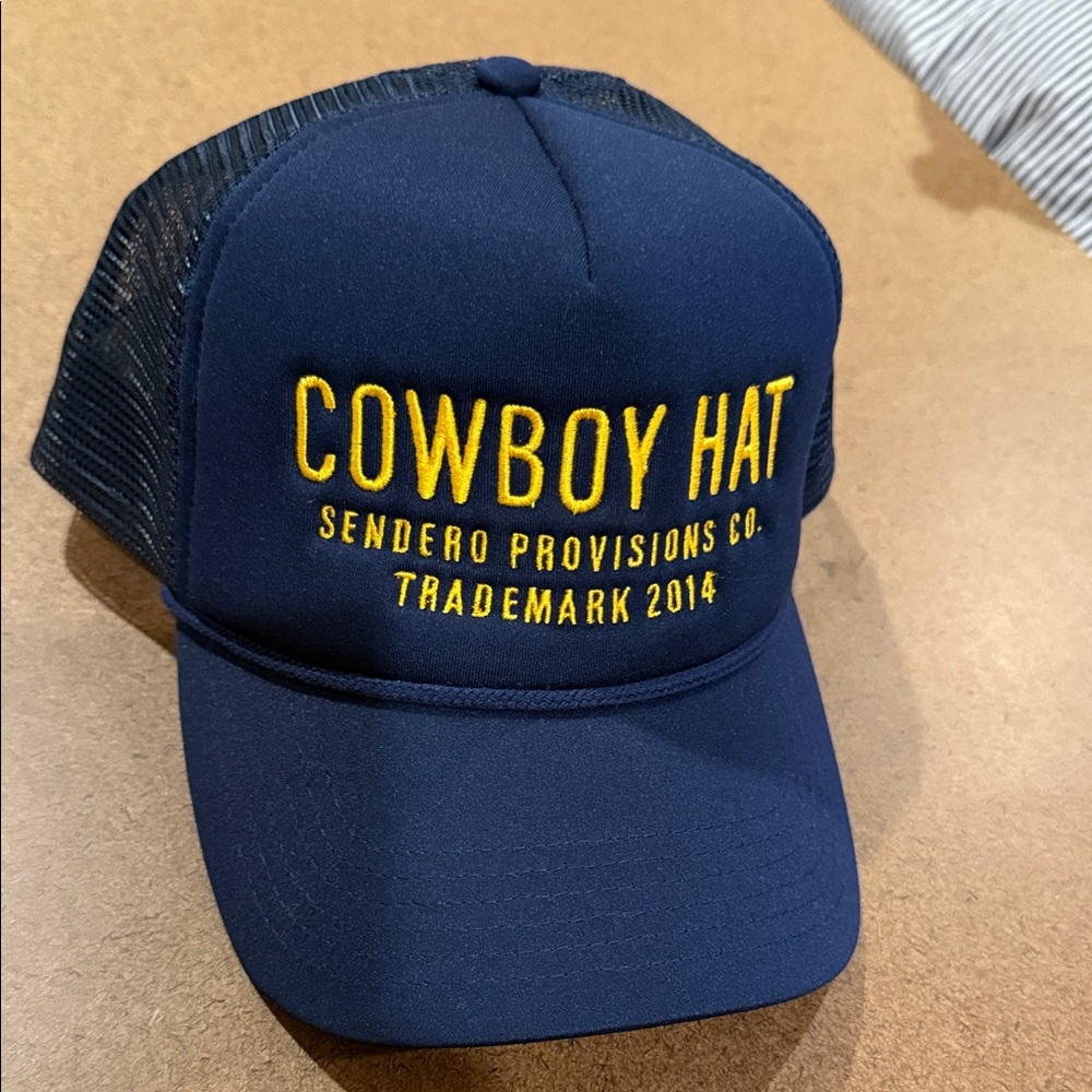 Free People Navy and Yellow Trucker Hat